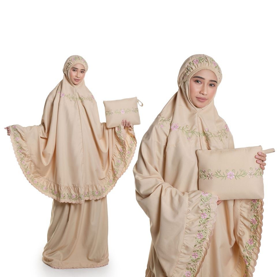 Mukena Dewasa Bordir Larasati-Mukena Bordir Manual-Mukena Dewasa Pink