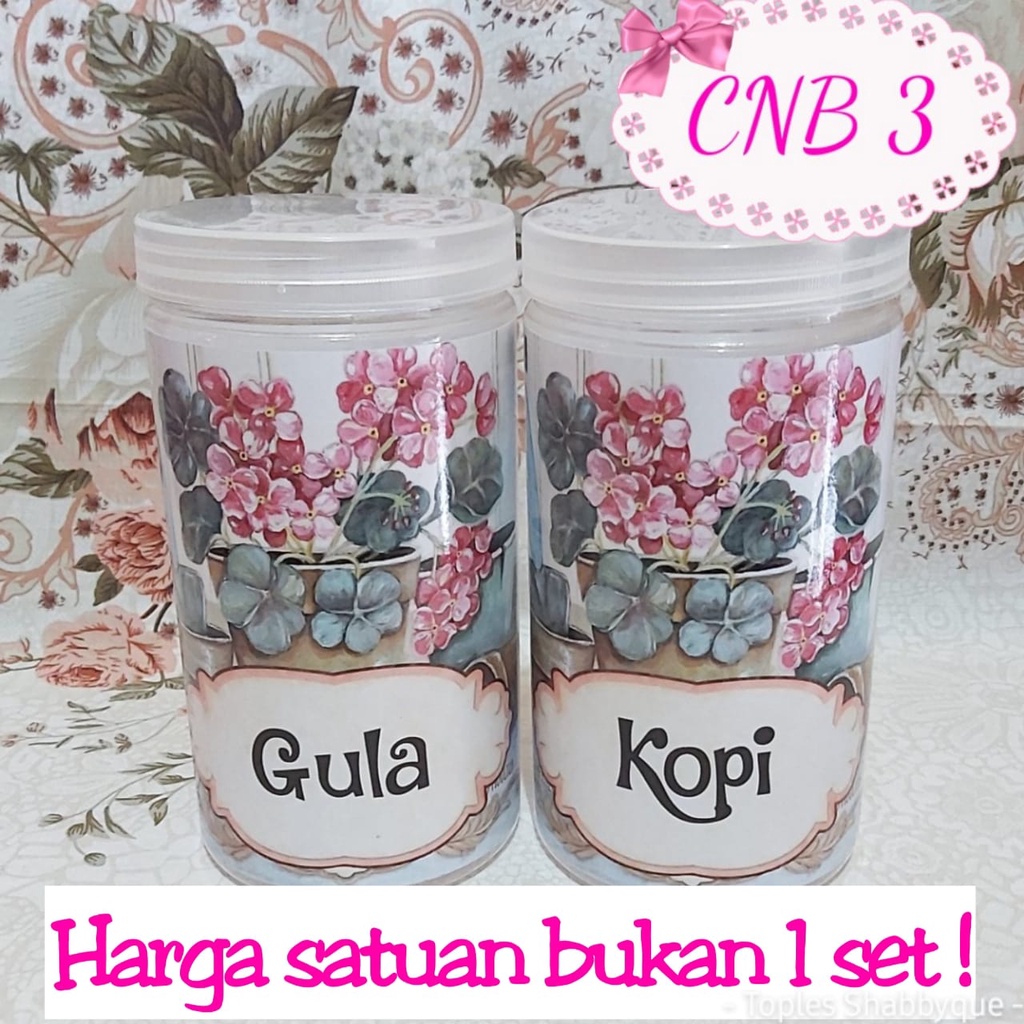 HARGA SATUAN Toples Gula Kopi Teh Besar ukuran 1 kg / toples gula / toples bumbu / toples plastik