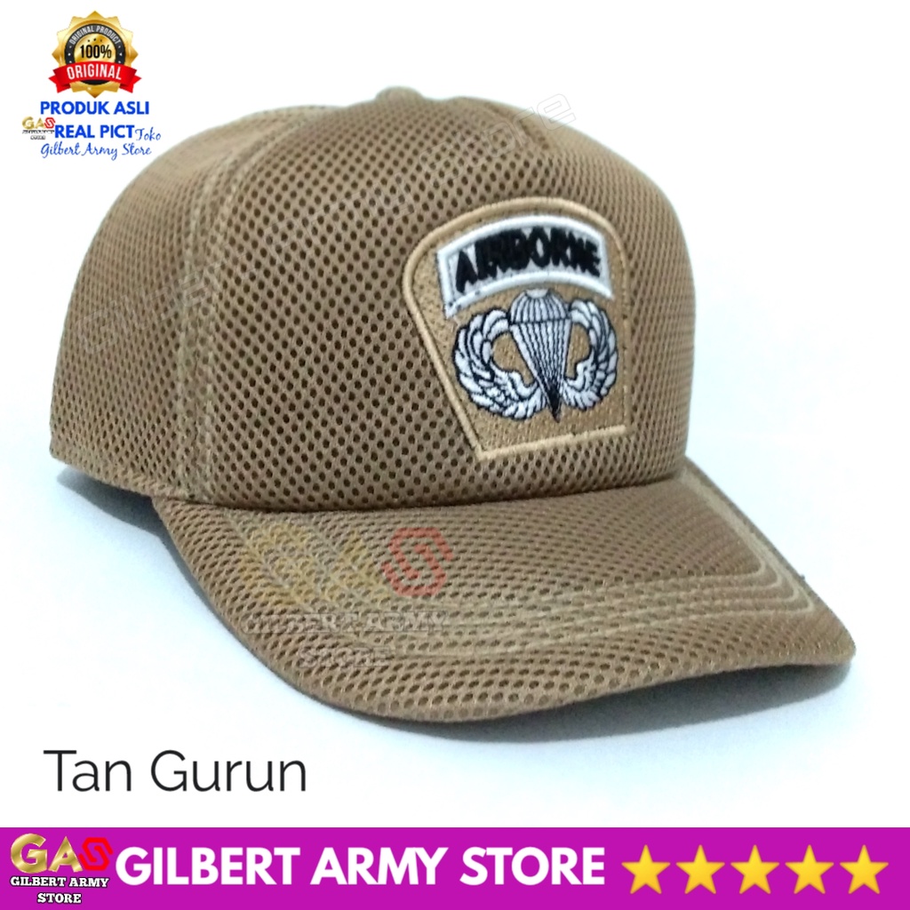 GILBERT ARMY STORE Topi airborne Tan Gurun Jaring Kualitas Premium Keren Hat Pria Terbaru