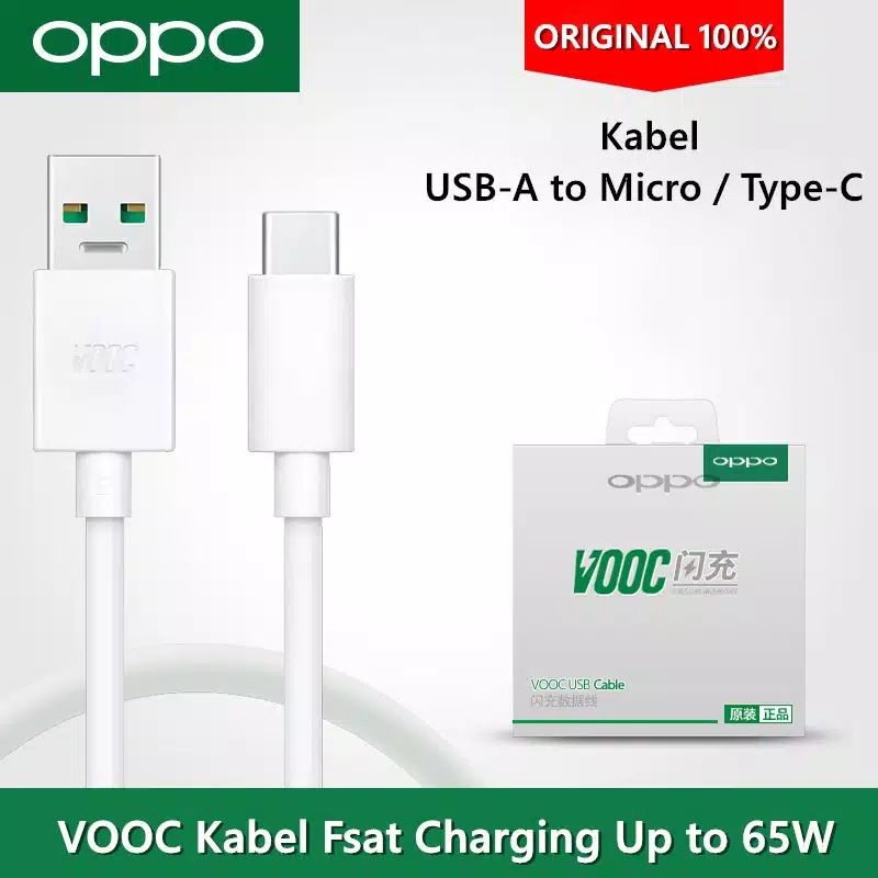 KABEL CAS OPPO Original 100% Micro / Type-C VOOC 4A