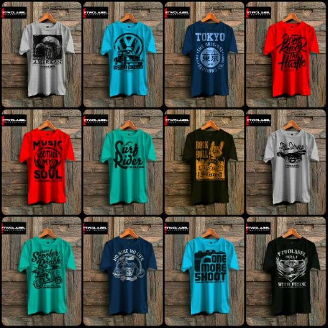 Paket 2 lusin isi 24 kaos, Grosir Kaos & Baju Distro Original Bandung cocok untuk memulai usaha