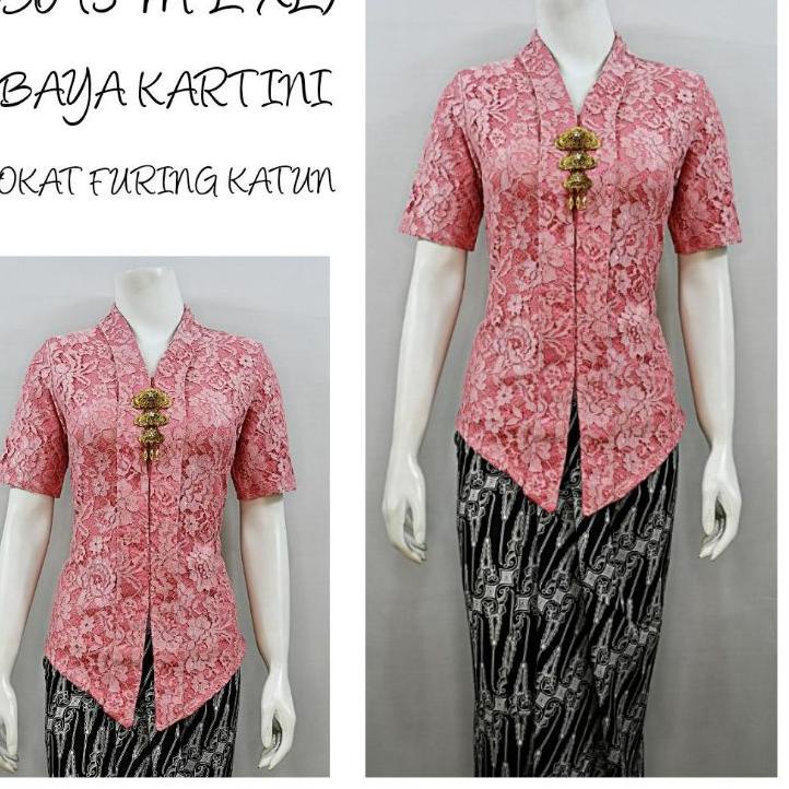 ◄ Indah KEBAYA BROKAT KARTINI MODERN LENGAN PENDEK Furing Katun S M L XL 9056 ✰
