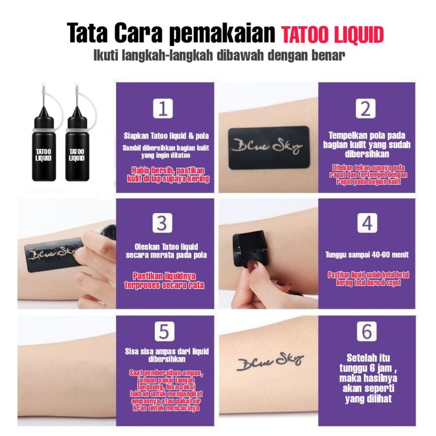 HM - Tato semi permanen liquid tato free pola tato secara random Tato temporer semi permanen