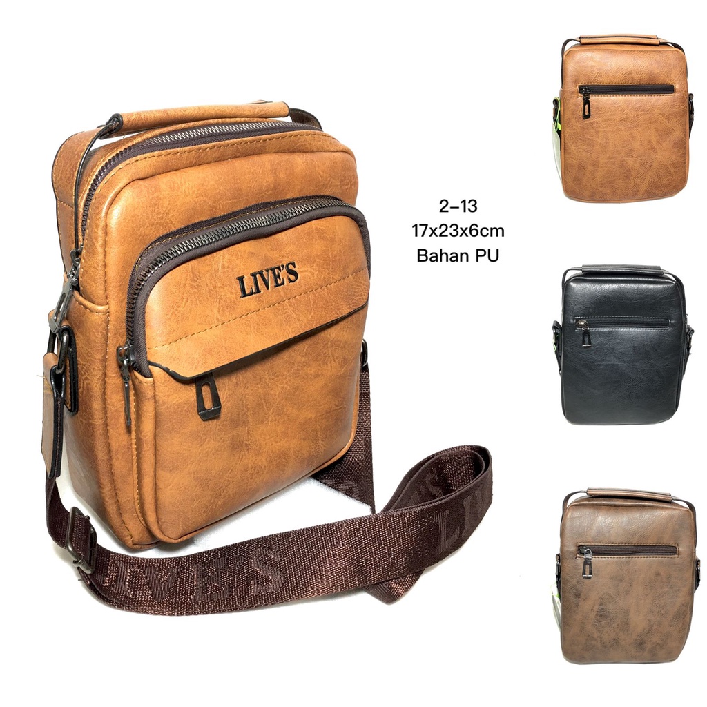 TAS SELEMPANG PRIA LIVES KULIT / LEATHER SLING BAG LIVES / TAS SELEMPANG LIVES 2-13