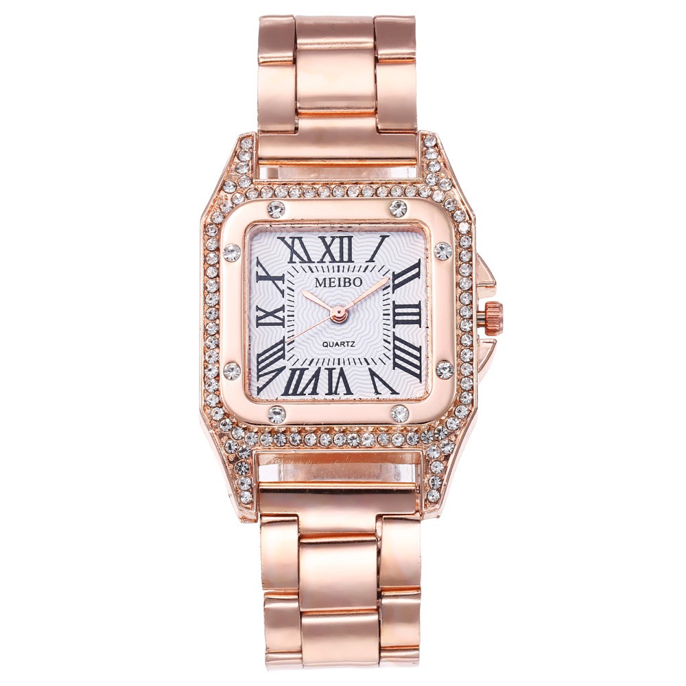 Watchyou Jam Tangan Wanita A0101 Fashion Roman Numerals Square Diamond Steel Band Women's Watches