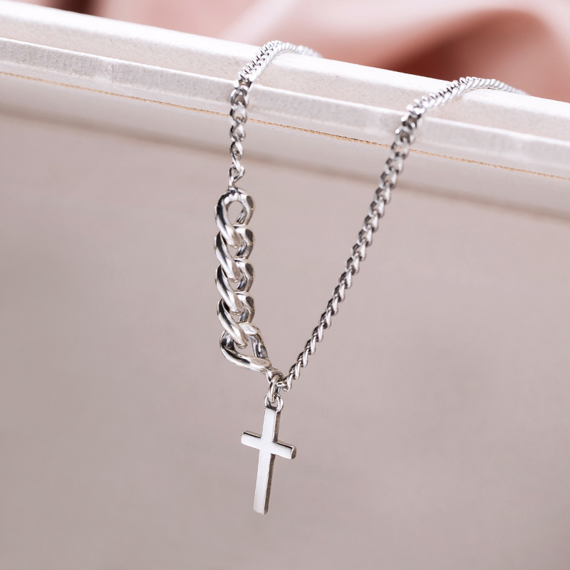 Silver Color Necklaces for Women Vintage Choker Short Cross Necklace All-match Statement Party Jewelry Sweet Heart Jewelry