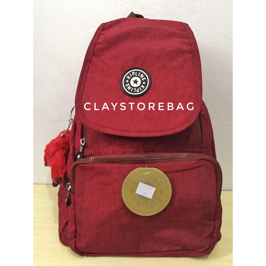  Tas  Ransel Kipling Warna  Maroon  1 Saku Shopee Indonesia