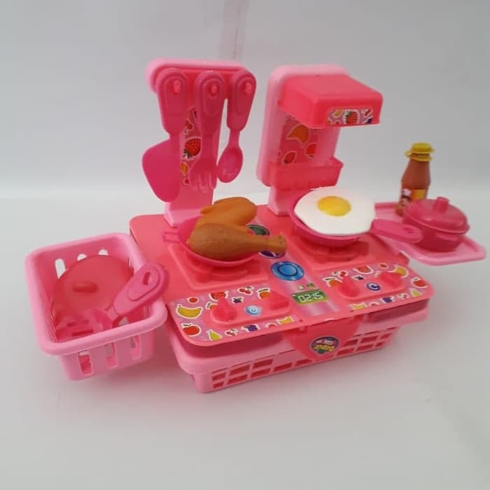 Mainan Masak Masakan Kitchen Set Mainan Keranjang Dapur Cilik DC 999 Pink