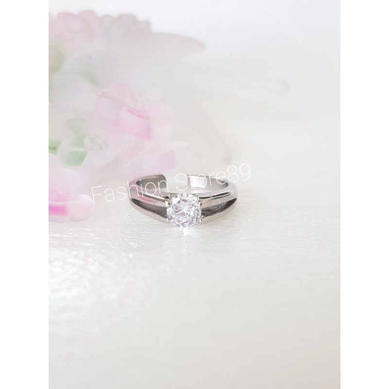 cincin Titanium silver cincin Titanium White permata putih emas nikah import antikarat selamanya