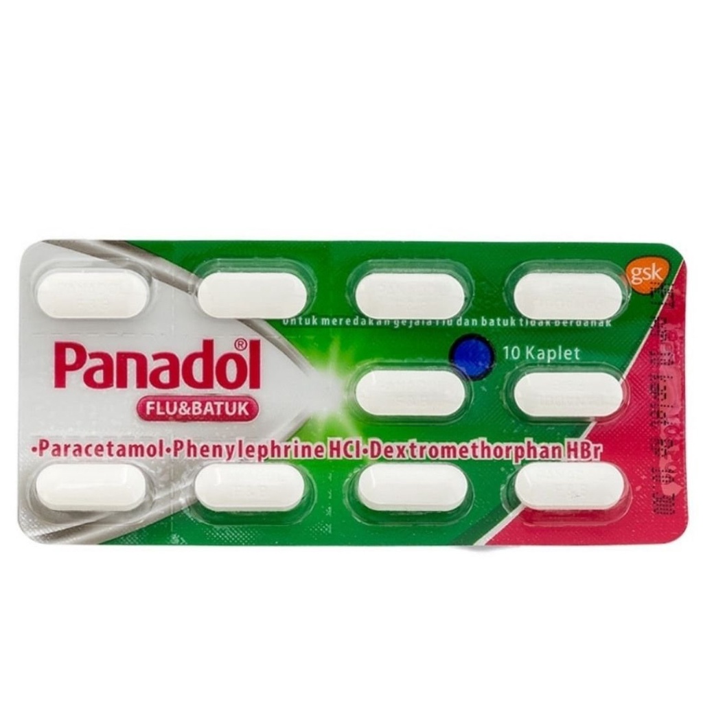 Panadol HIJAU Flu&amp;Batuk 1 STRIP isi 10 Tablet