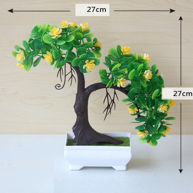 Kunataruma Pot Tanaman Besar Hias Bunga Plastik Artificial Daun Rambat Dekorasi Monstera Kering-Yellow