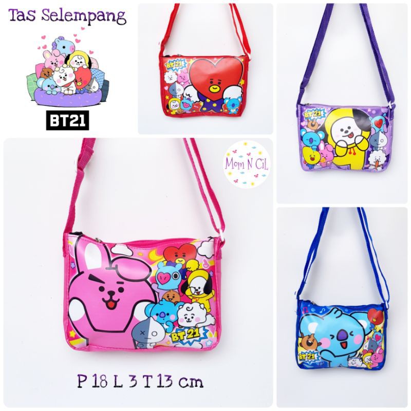 Tas Selempang Sling Bag Lebaran Anak Perempuan Lakilaki Cowo Cewe Murah BTS BT21 Cooky Koya Chimmy