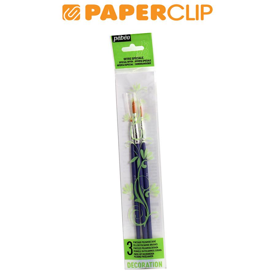 

KUAS LUKIS PEBEO YELLOW POLYMIDE ROUND SET 3 951130