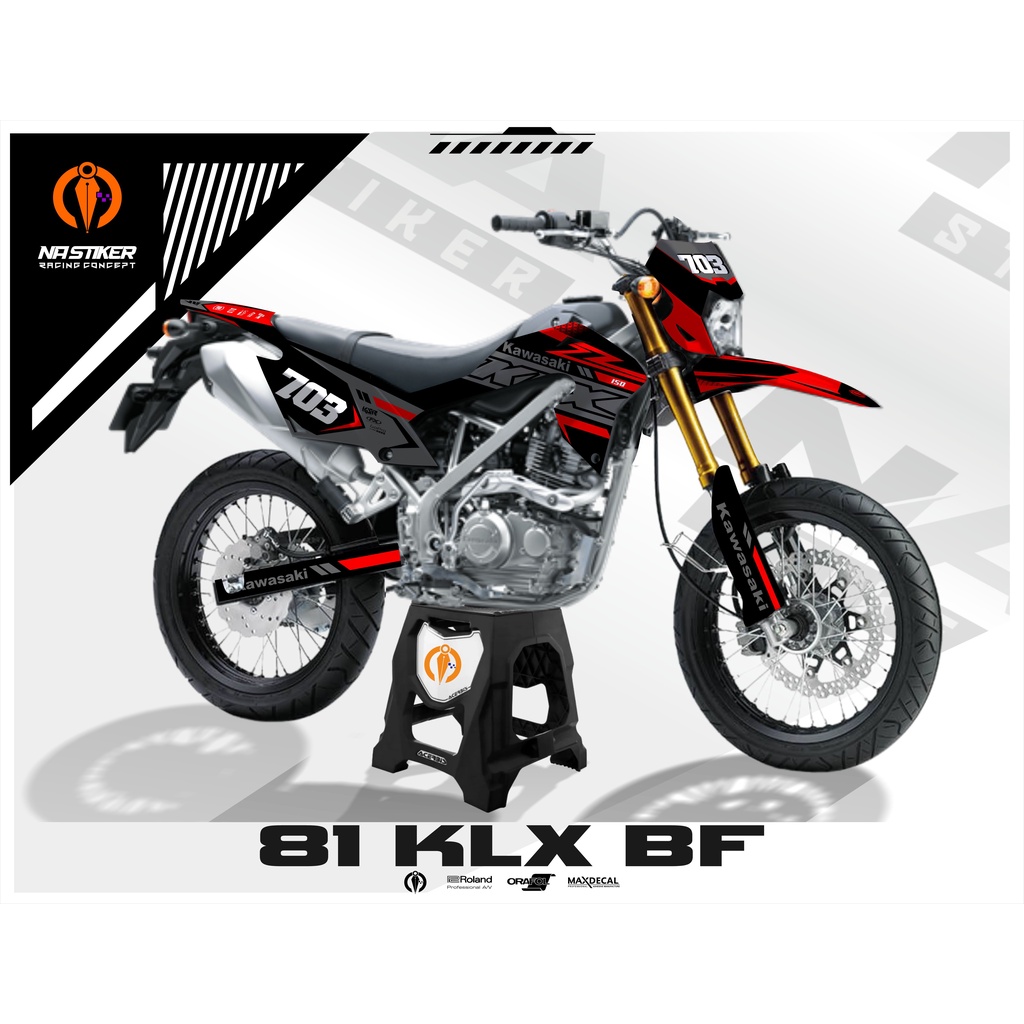 DECAL KLX BF SUPERMOTO FULL BODY DESAIN MERAH HITAM BISA REQUEST  KLX-81