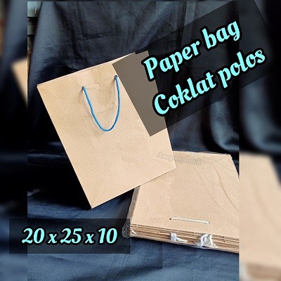 

Tas kertas /Paper bag coklat polos uk 20 x 25 cm