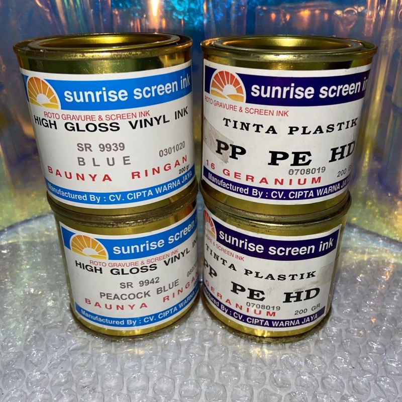 Cat SUNRISE 200gr Sablon Kertas / Plastik PVC Ink HD PP PE Tinta Pewarna High Gloss Vinyl Ink mika