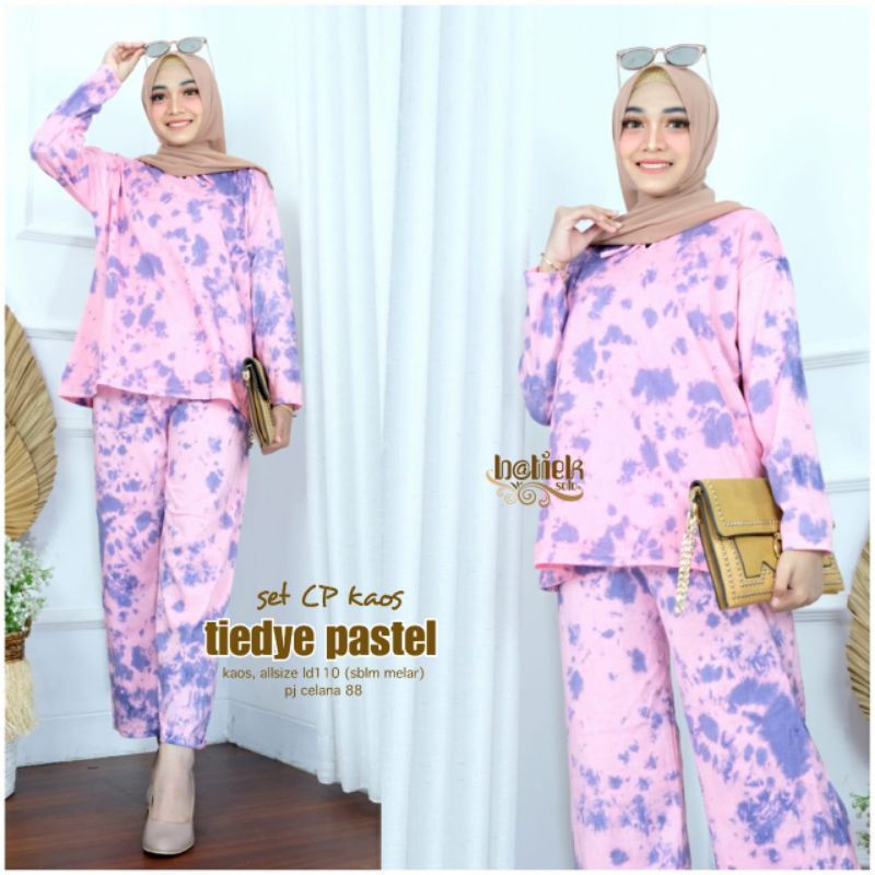 Set Cp Kaos Piyama Tiedye Pastel Jumbo Ld 120 cm Bahan Kaos Combed/ Berlian