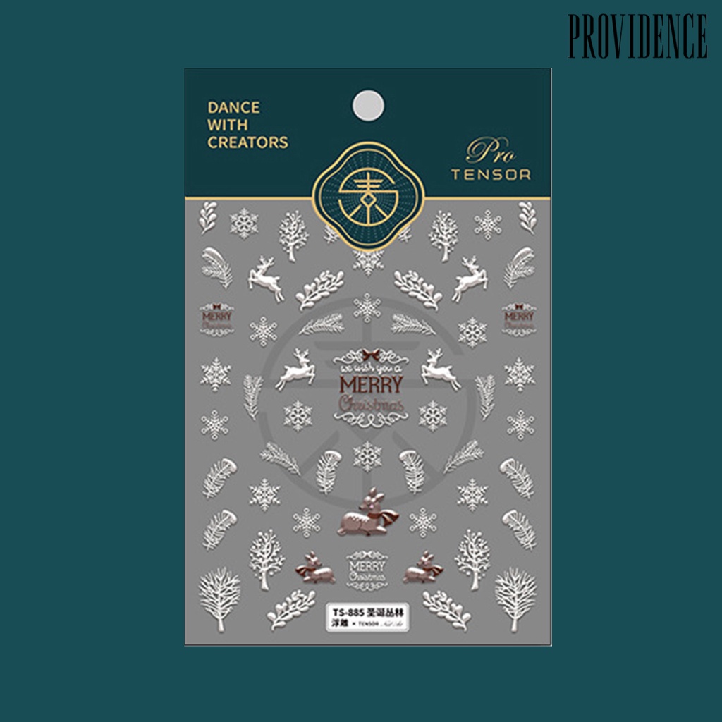 Providence Stiker Kuku Motif Snowflake / Pohon Natal 3d Untuk Dekorasi Nail Art / Manicure