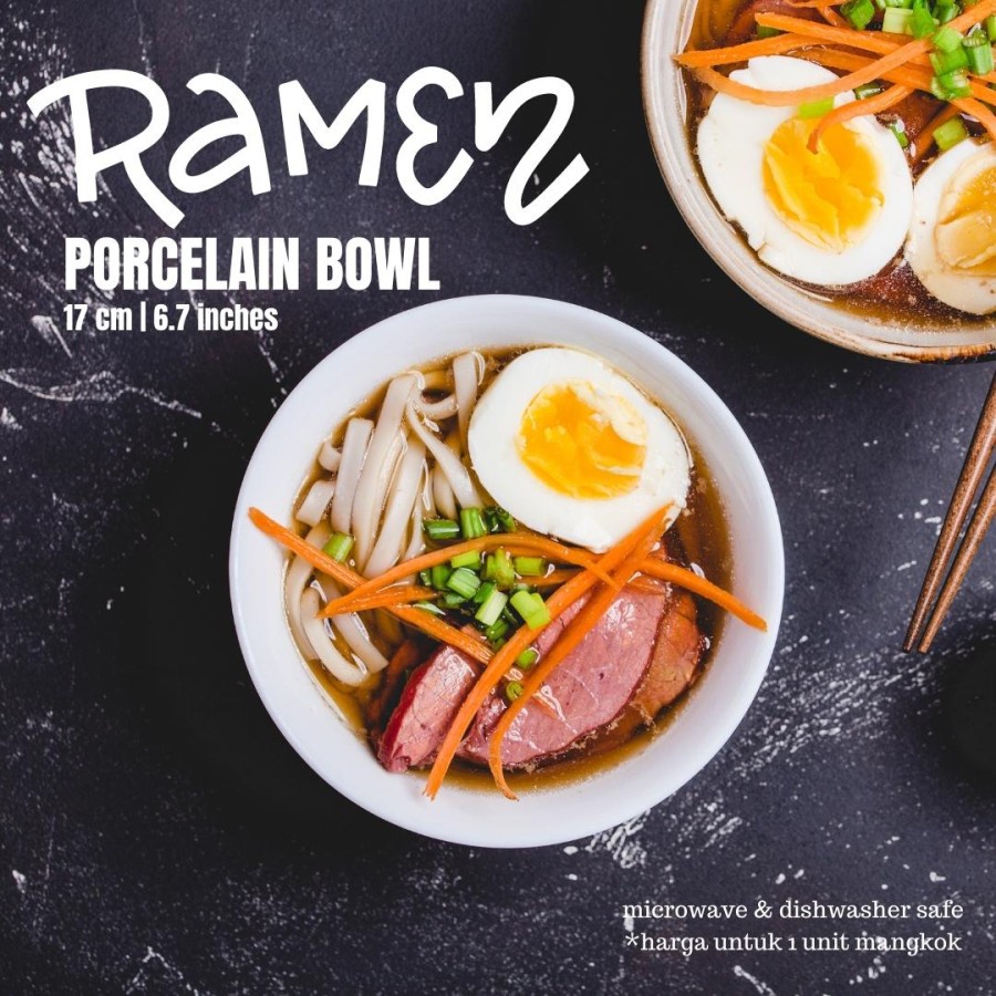 Ramen Bowl Keramik 17 Cm Putih Elegan