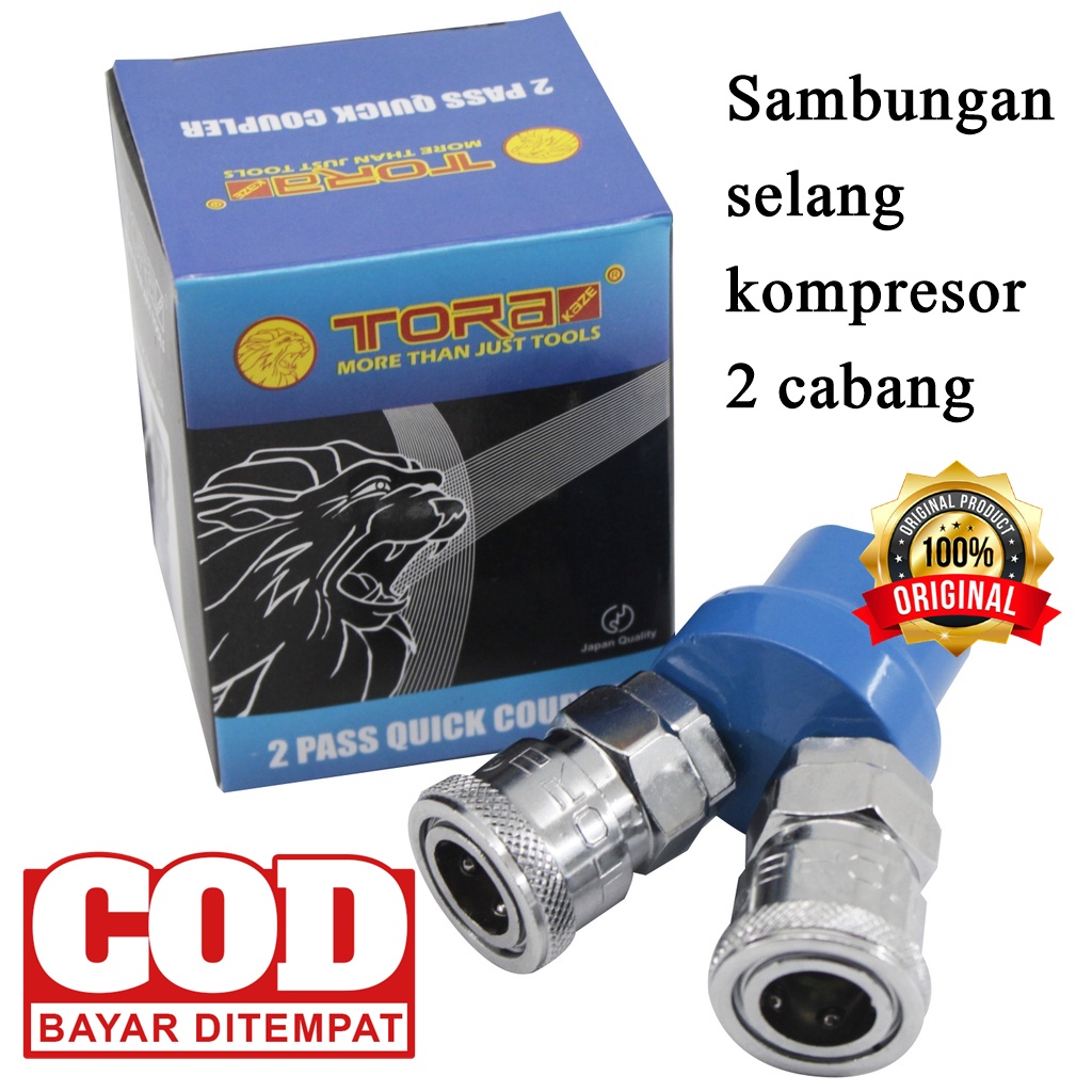 ORIGINAL Sambungan selang kompresor angin Kopler Nepel Kompresor Cabang Female 2 Cabang