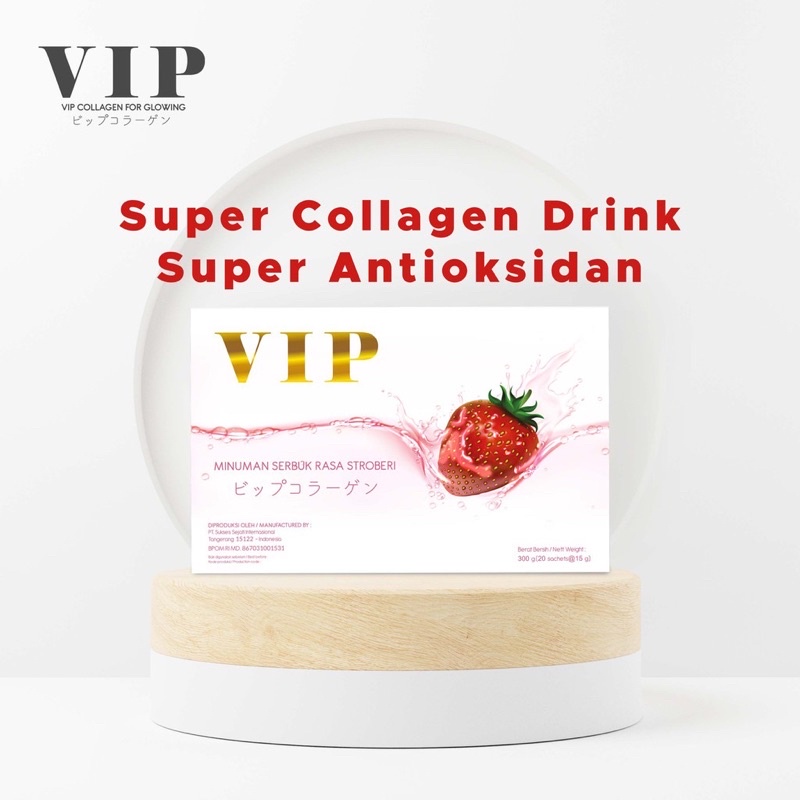 VIP COLLAGEN m 1 Box isi 20 SUPLEMEN KECANTIKAN COLAGEN MINUMANORIGIMAL PERAWATAN PEMUTIH