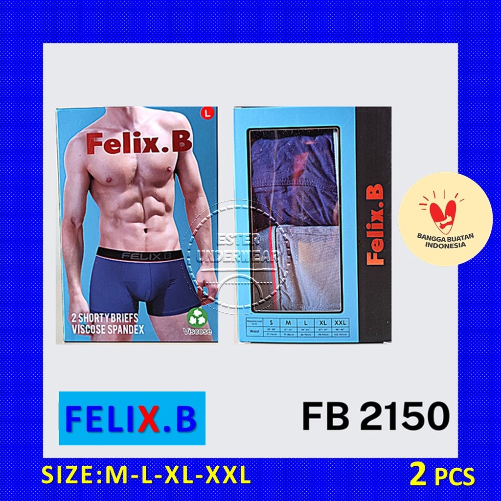 CELANA BOXER PRIA FELIX.B FB 2150 ISI 2 PCS | VISCOCSE SPANDEX