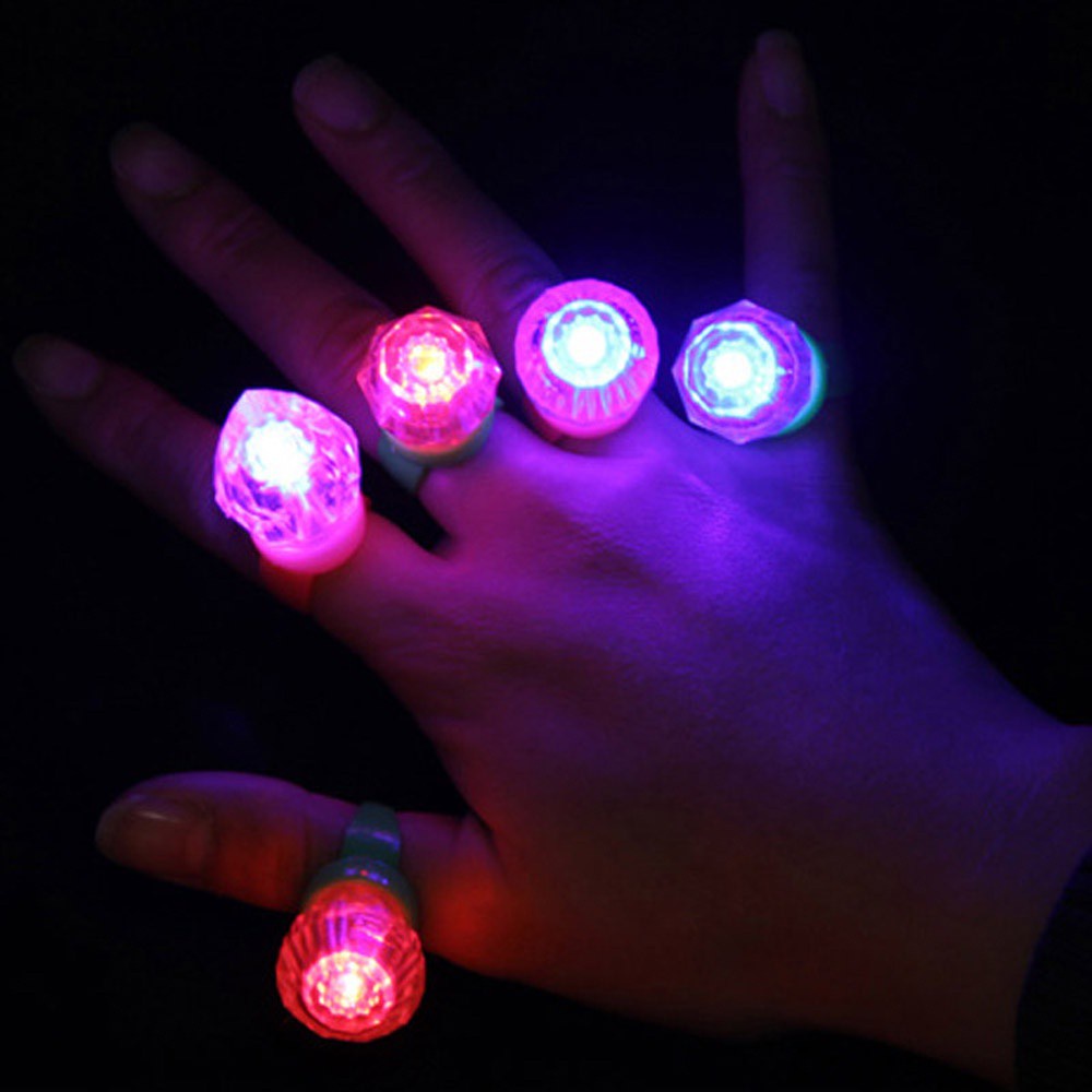 REBUY 10Pcs Party Favors Mix Colors Birthday Flashing Finger Ring LED Light Glow Rings Kids Toys Soft Lights Lovely Wedding/Multicolor