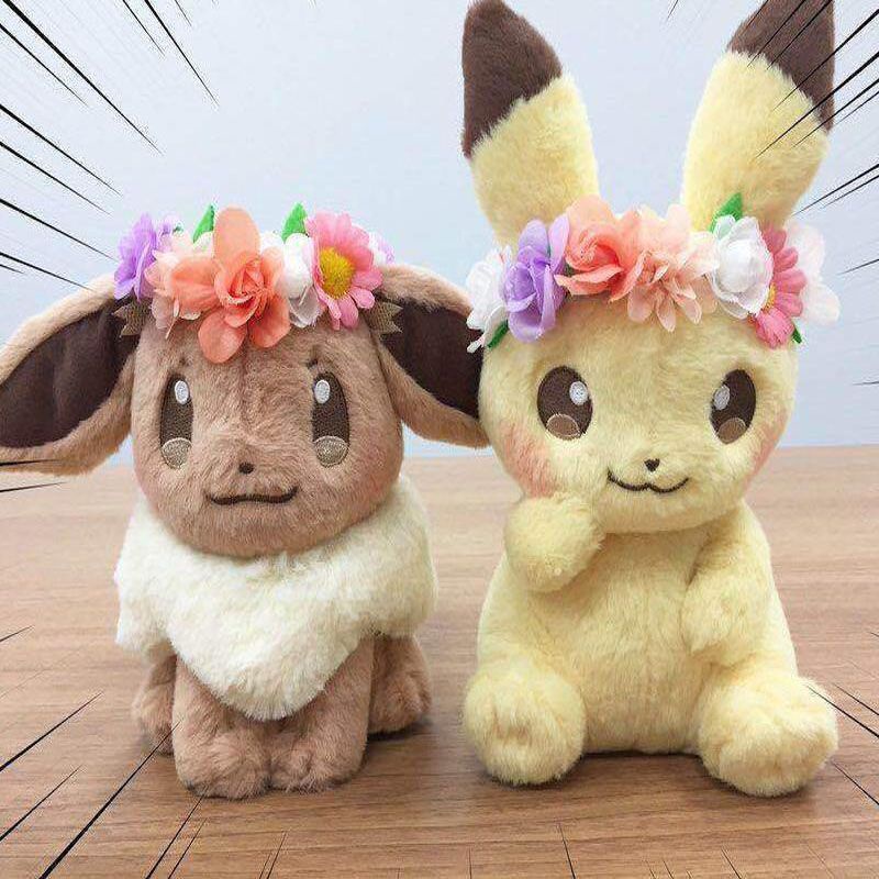 Pikachu&amp;eevee's Pokemon Center Easter Plush Doll Hadiah Mainan Hewan Lucu Boneka