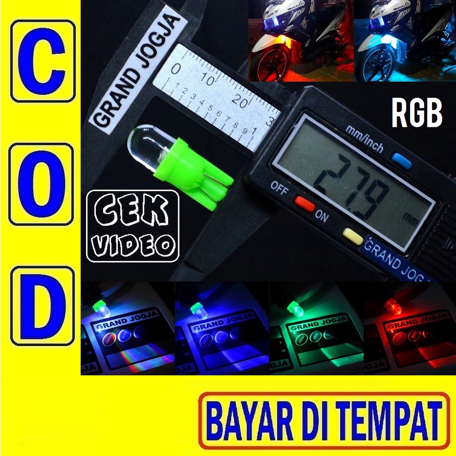 Led T10 Rgb Sein Flash Kedip Strobo Lampu Sen Colok T10 Tancep Tancap 7 Warna Warna Senja Kota Motor