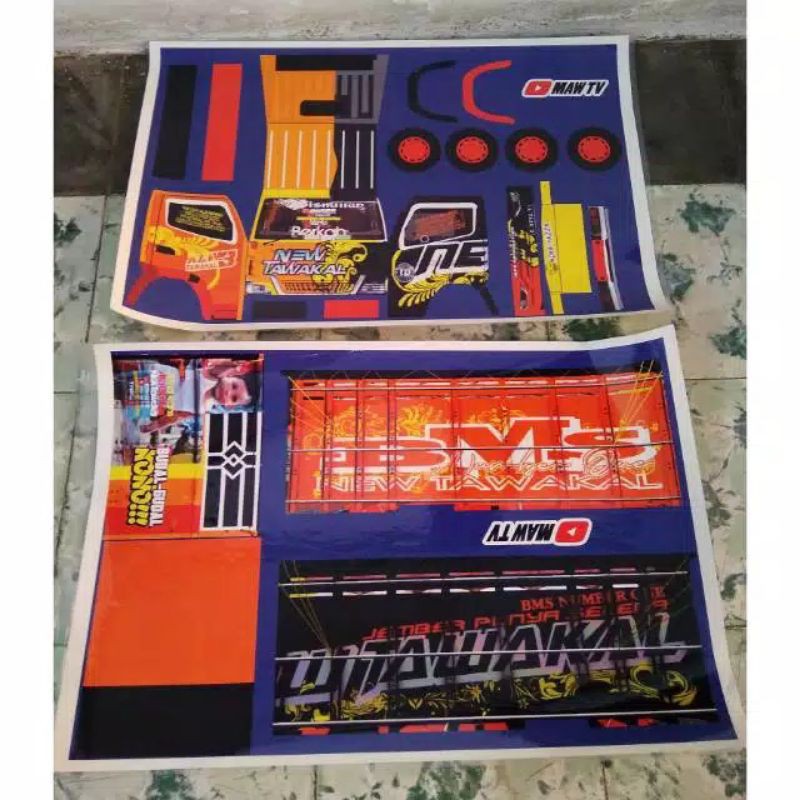 Stiker papercraft Truk oleng New Tawakal 3 Skala 1:16