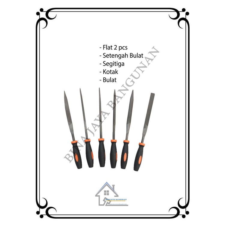 Alat Kikir Mas Set Isi 6 Pcs FREED - Kikir Emas Gagang Karet