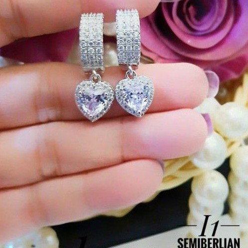 Titanium Perhiasan Anting silver cantik terlaris T421