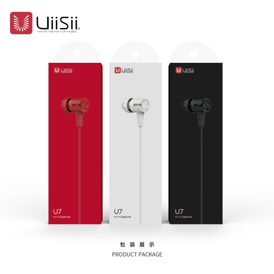 Uiisii U7 Double Dynamic Coil Wired Control Earphone Stereo Hifi