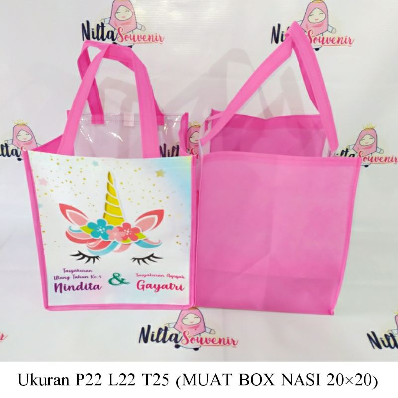 tas ultah anak/souvenir ulang tahun anak/goodiebag ultah/tas mika/tas ultah motif unicorn-1