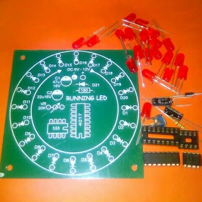 KIT running led berputar NE555 CD4017 20 led