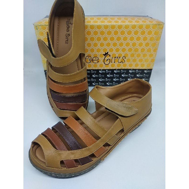Sendal Sepatu Wedges bee girl 1223 Peanut