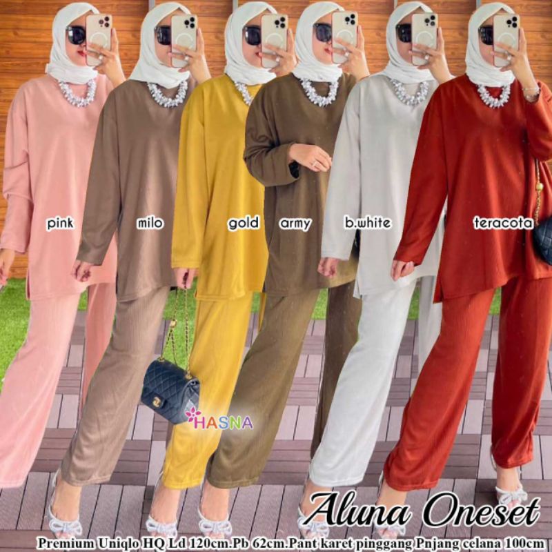 setelan wanita jumbo//Aluna oneset by Hasna//uniqlo