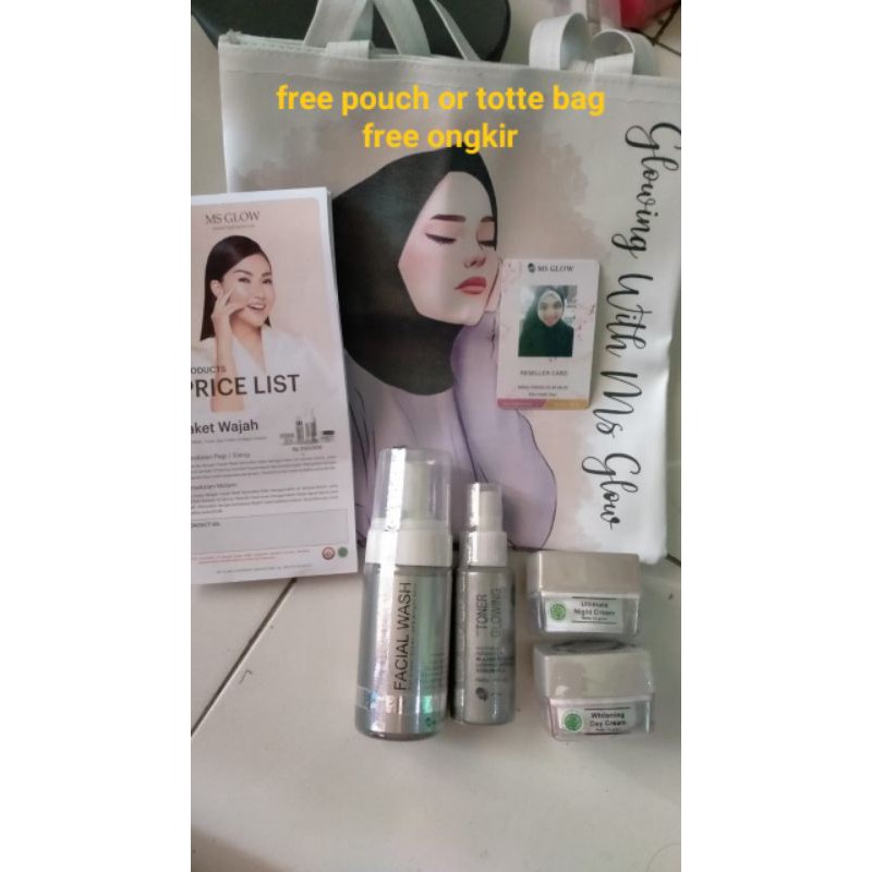 MS GLOW PAKET ULTIMATE/FLEK ORIGINAL 100% FREE POUCH DAN BONUS TOKO ( DAY CREAM WHITENING KRIM SIANG