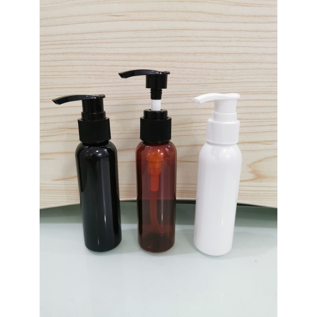 Botol PUMP 100 ml 100ml botol serum 100 ml botol POMPA 100 BODY PUTIH SUSU / AMBER / HITAM