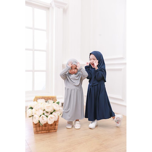 Set Gamis Hijab Jasmine Anak 2 Tahun Gamis Balita Perempuan Bahan Premium