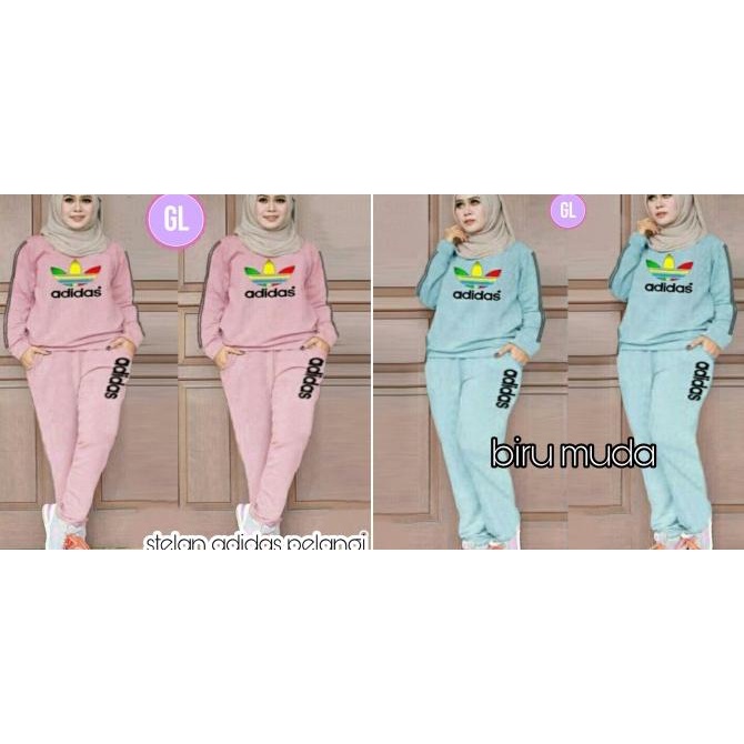 Stelan adidass pelangi/baju senam jumbo/stelan olahraga/baju olahraga