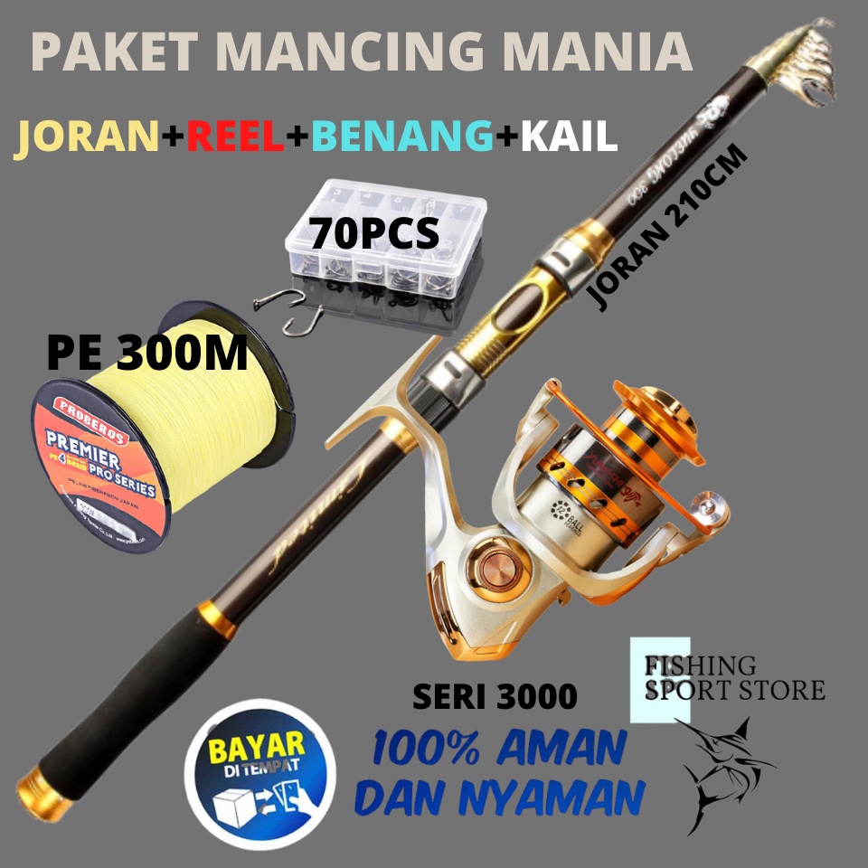 Pancing Kolam Sungai Galatama Joran Carbon 210cm Reel Spinning 12 Ball Katrol Yumoshi EF3000 COD