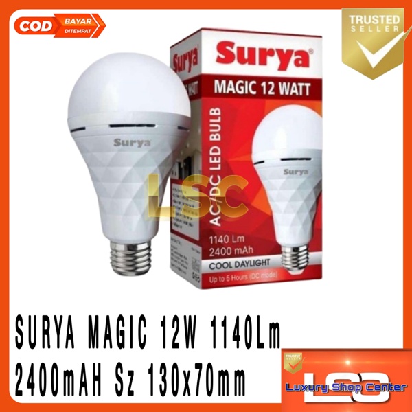 BOHLAM LAMPU EMERGENCY SURYA MAGIC Genius ACDC 9W 12W 18W ORIGINAL