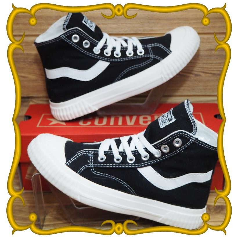 SEPATU SNEAKERS CONVERSE ALL STAR HIGH VINTAGE CACING HITAM POXING TEBAL HI