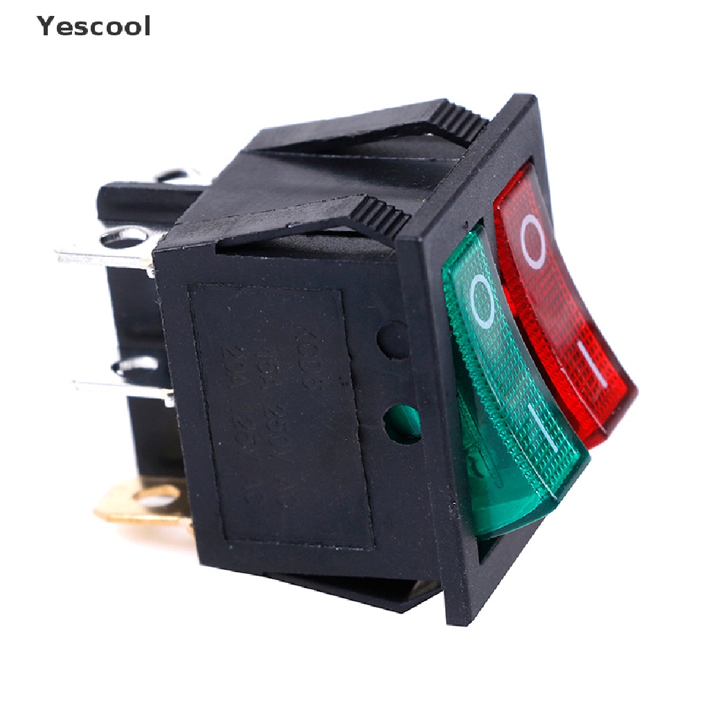 Yescool Saklar rocker on / off 6 pin 250V / 15A 125V / 20A Dengan Lampu Merah / Hijau Untuk Perahu