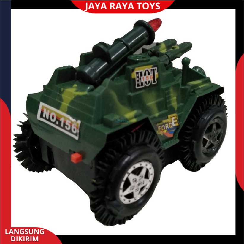 Mainan Anak Mobilan Baterai Tank Army Jungkir Balik Typing Tumbling Car Model Terbaru SNI