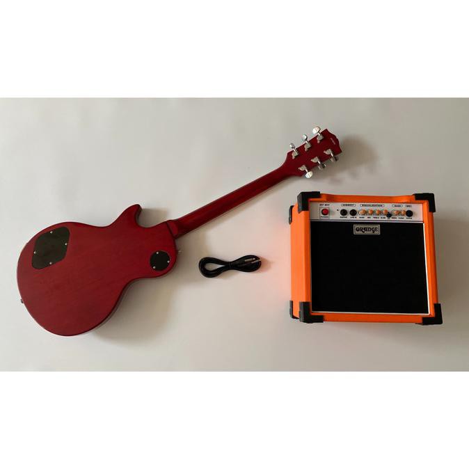 Gitar Gibson Les Paul Cherry Paketan Ampli Orange 8 Inch & Kabel Jack