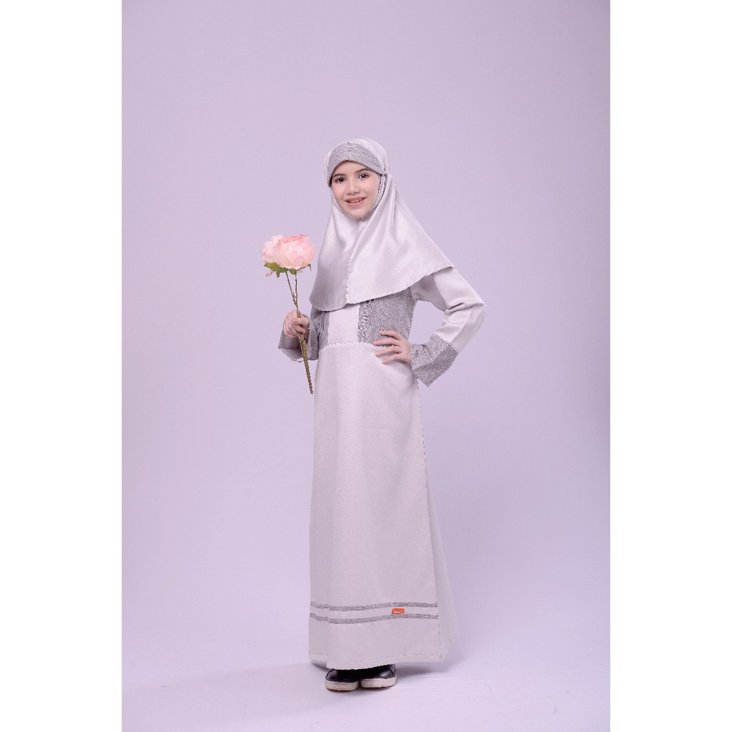 NSAP 52 Abu Sarimbit Nibras 52 Abu Silver / GAMIS ANAK PEREMPUAN / seragam baju lebaran couple syari