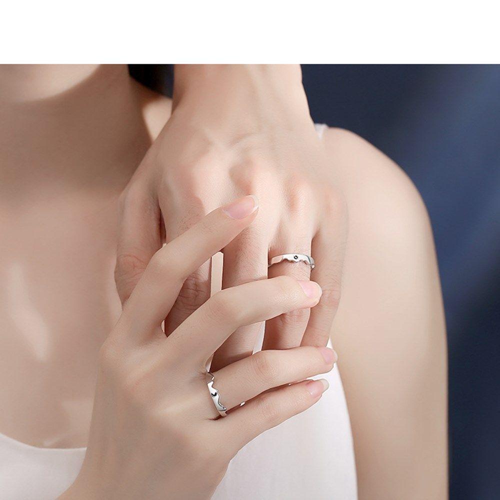 Preva Cincin Couple Hadiah Hari Valentine Enamel Matahari Bulan