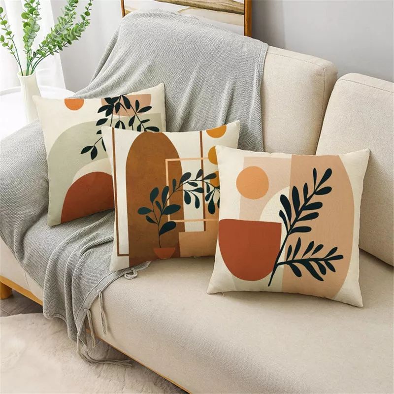 COVER SARUNG Bantal Sofa Print 45x45 cm Linen Motif Boho Bohemian Nordic Scandinavian - Pusat Kado Murah